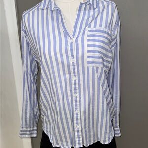 beachlunchlounge Light Blue and White Striped Shirt